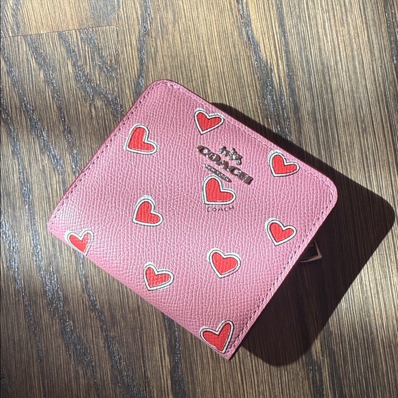 Coach Handbags - Coach Pink Wallet with Red Heart Accents